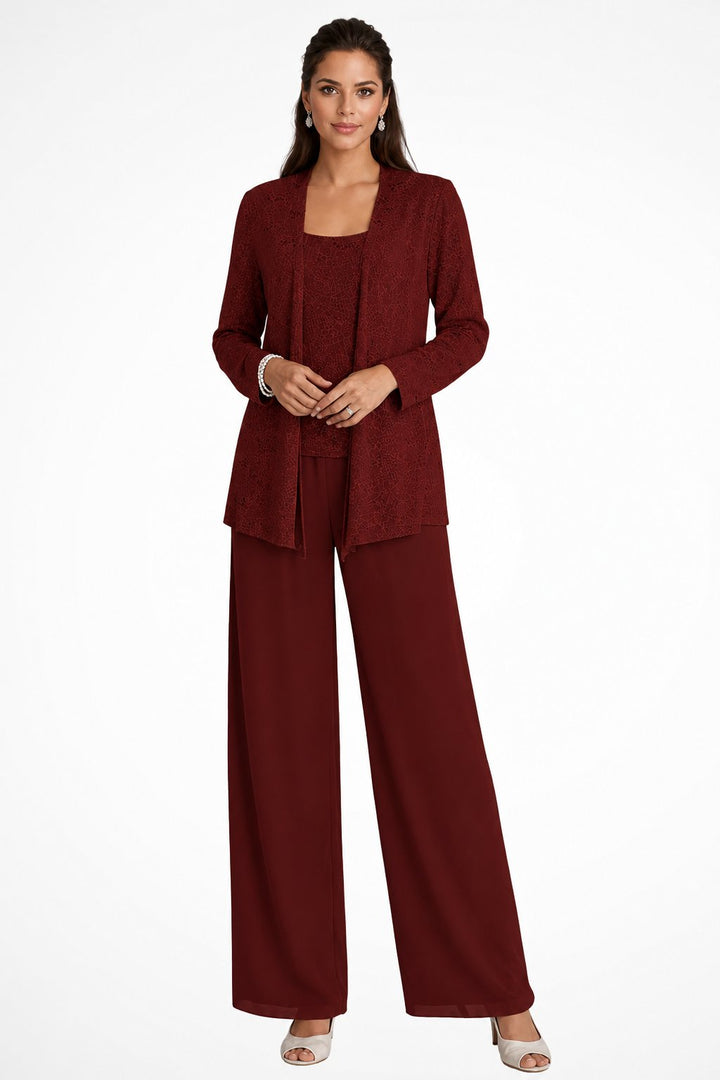 Silvienne | Women's Sequin Three-Piece Trouser Set – Elegant Silver-Grey Jacket, Camisole & Wide-Leg Trousers 13