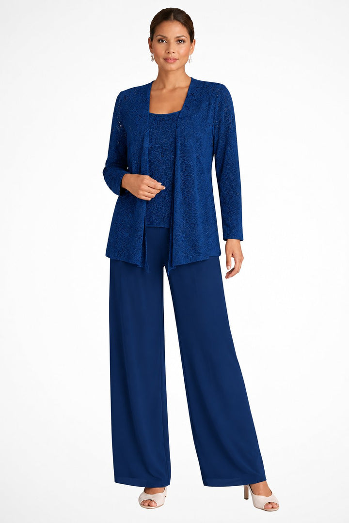 Silvienne | Women's Sequin Three-Piece Trouser Set – Elegant Silver-Grey Jacket, Camisole & Wide-Leg Trousers 7