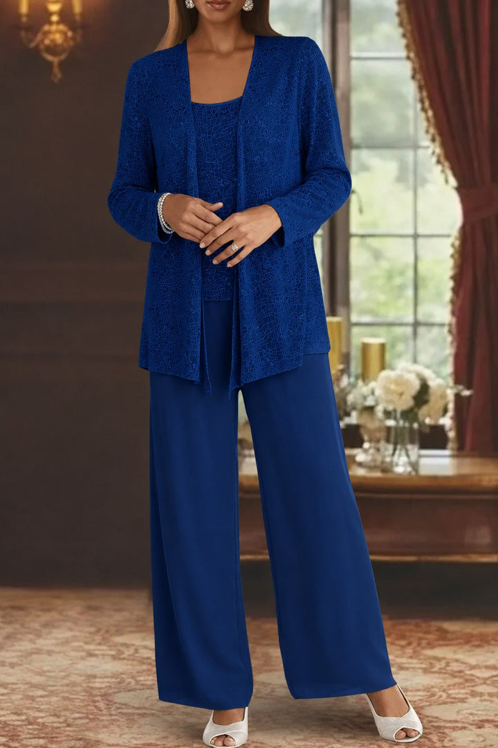 Silvienne | Women's Sequin Three-Piece Trouser Set – Elegant Silver-Grey Jacket, Camisole & Wide-Leg Trousers 8