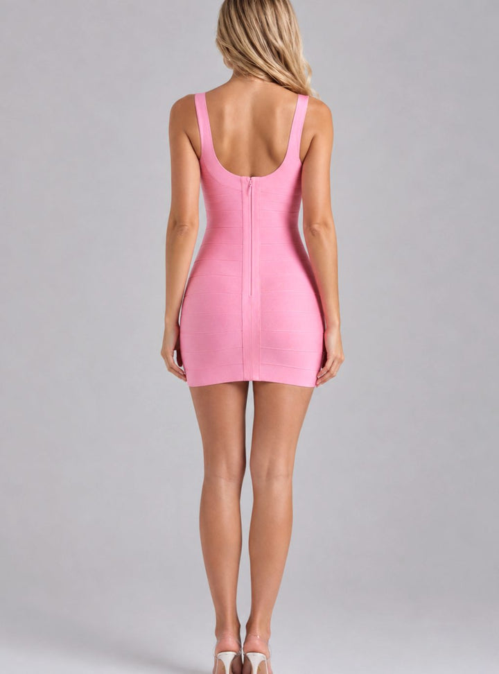 Sculptavia | Women's Sleeveless Bandage Mini Dress – Elegant Square-Neck Bodycon Party Dress 5