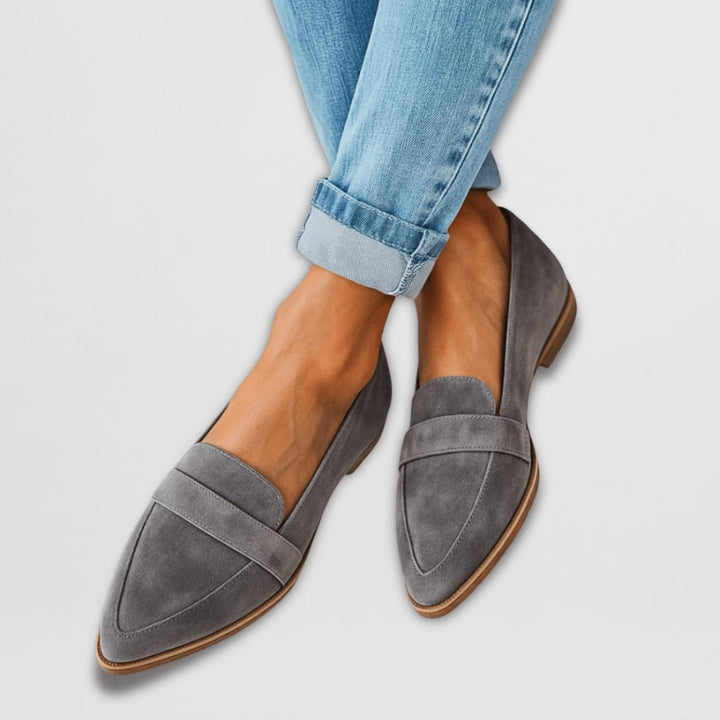 Suedelle | Women's Cushioned Suede Pointed-Toe Loafers – Elegant Slip-On Comfort Flats 2